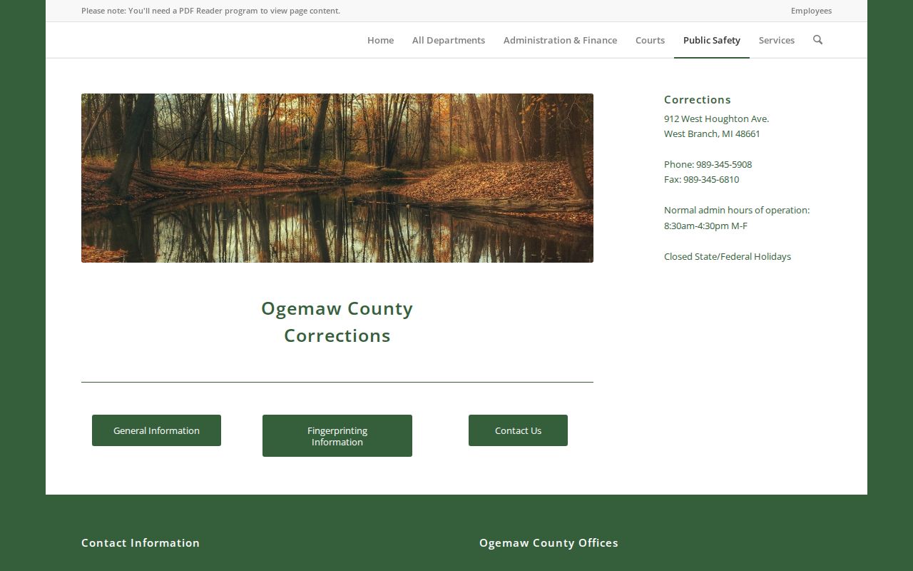 Ogemaw County corrections page for recent arrest questions