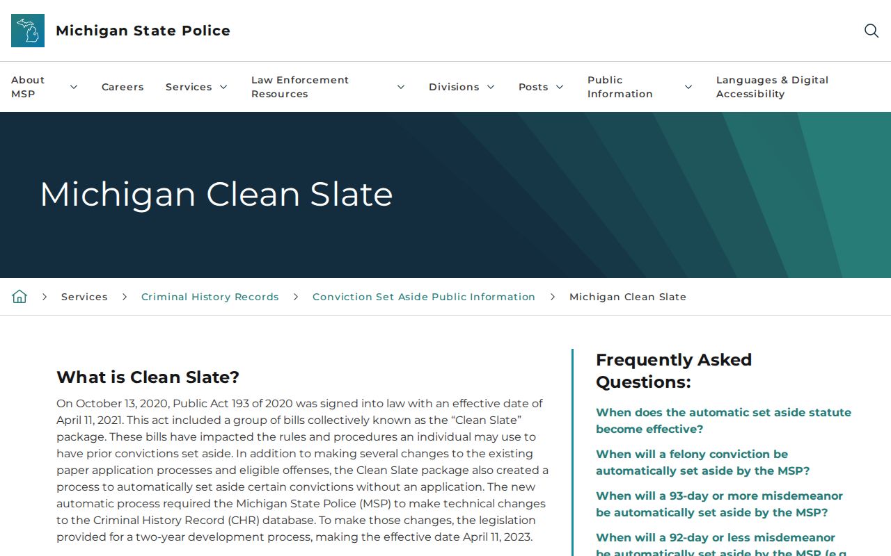Michigan Clean Slate page for Ogemaw arrest records